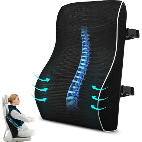 Ergonomic Lumbar Support Cushion, Car Lumbar Cushion with Double Adjustable Straps and 3D Mesh Cover Memory Foam Back Support for Car Seat Bu Chair (1/5)