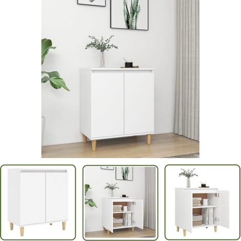 Maison Exclusive Sideboard mit Massivholz-Beinen Weiß 60x35x70 cm (1/5)