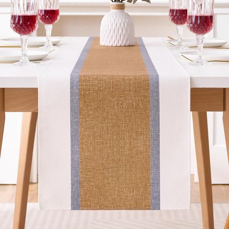 Tischläufer Braun/Beige gestreift abwaschbar 40x140cm für Innen & Außen