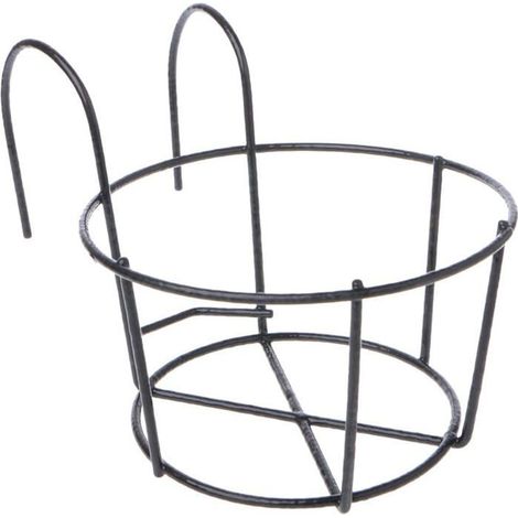 Pots De Fleurs,Suspendus Plantes En Fer Supports Balcon Pot De Fleur Rond Support Garde-Corps Clôture Extérieur-Noir[CA356] (1/5)