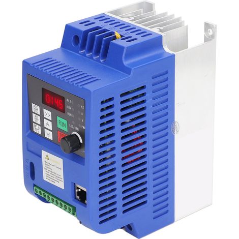 Variateur de fréquence monophasé 220 V CA, sortie triphasée 0-220 V CA, 1,5 kW. Entrée : 220 V CA. Sortie : 0-220 V CA. (1/5)