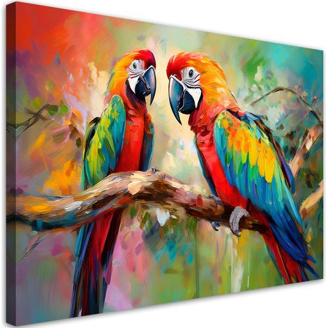 Tableau déco Perroquets Oiseaux Animaux Coloré 90x60 (1/5)