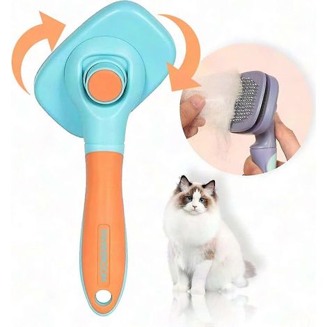 Brosse autonettoyante pour chiens et chats avec tête rotative à 360° (1/4)