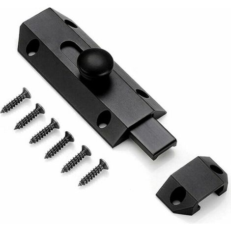 1 Loquet de verrouillage de sécurité avec targette en laiton épais pur, loquet de portail ultra résistant, noir (1/5)