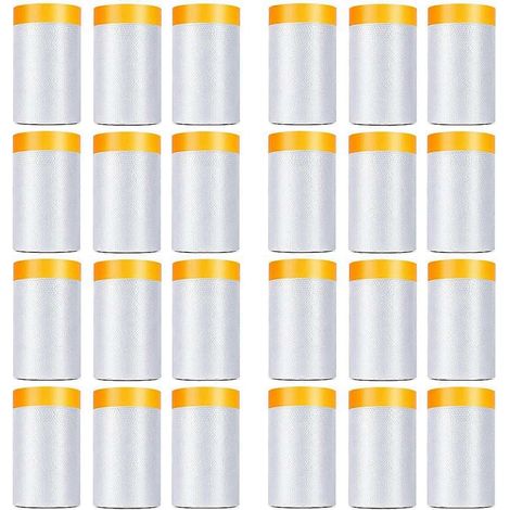 Lot de 24 bandes adhésives et bâches de protection, 1,8 x 62,3 pi, film de masquage pré-adhésif en plastique pour la peinture automobile (1/5)