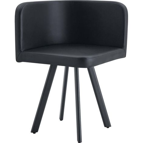 Sedia da pranzo in PU, design moderno minimalista, struttura in metallo, nero (1/5)