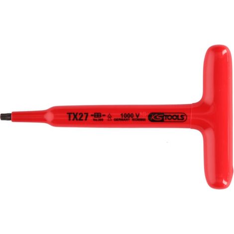 KS Tools Poignée en T Torx Clé en L avec isolation de protection, T27, 160 mm