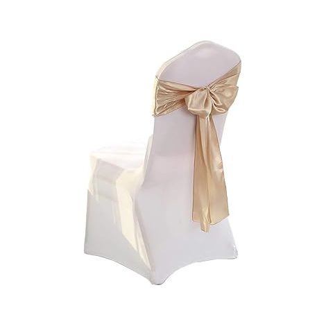 (Champagne) Un ensemble de 1 nœud de chaise en organza satiné avec une housse soyeuse (1/4)