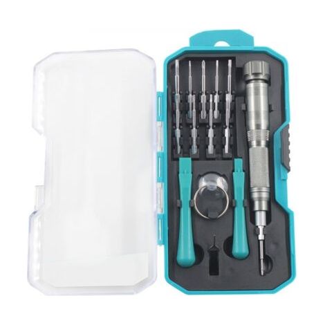 Kit d'outils de réparation électronique - Jeu de tournevis de précision 15 en 1, outil de démontage de réparation magnétique pour téléphone portable et PC avec étui en plastique (1/5)