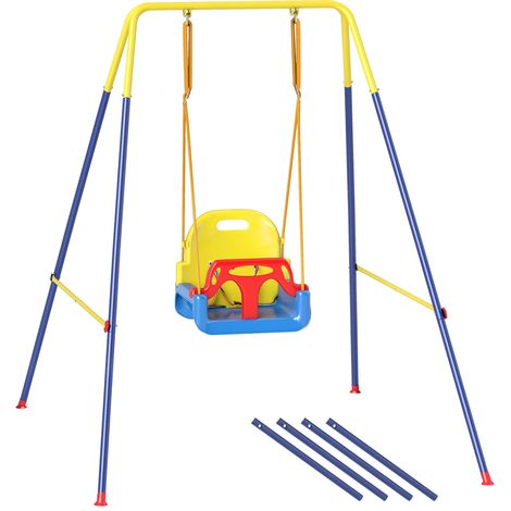 Altalena da Giardino per Bambini Trasformabile 3 in 1 Telaio in Metallo Blu (1/5)