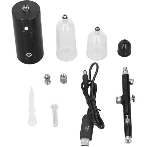 Spacnana Kit de Pistolet à Aérographe, Compresseur Portable sans Fil 18 Psi avec 3 Tasses de Peinture pour Le Maquillage, Tatouages, Artisanat Bricolage (1/5)