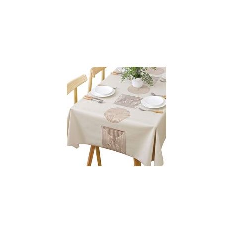 Nappe en vinyle lourd pour table rectangulaire facile à nettoyer en PVC résistant à l’huile/aux taches/aux moisissures, Vinyle PVC, Géométrique