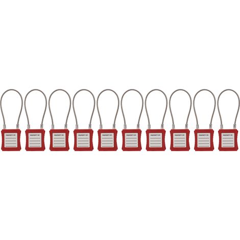Lot de 10 cadenas électriques de consignation/déconsignation avec clé, en acier inoxydable, pour la maintenance des équipements. (1/5)