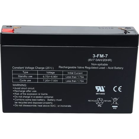 Batteria 6V 7Ah Ricambio Compatibile con Giochi Elettrici per Bambini