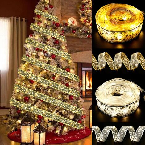 1 Ruban Sapin Noël Pailleté LED Guirlande Lumineuse pour Decoration Sapin Noel (lumière chaude) Longueur: 1m (1/5)