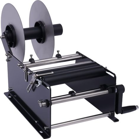 MT-30 Black Manual Labeling Machine for Round Bottles 0.79in-4.72in Diameter 10-30pcs/min Speed High Accuracy ±0.5mm for Cosmetic Beverage Food Industries
