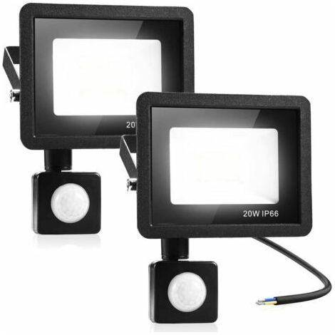 2 pcs Lampe de Sécurité 20W Avec Détecteur de Mouvement PIR, Projecteur à LED Intelligent, Lumières Exterieur 1600 Lumens 3000K Blanc Chaud, Spot LED Extérieur étanche IP66 pour Jardin, Garage, (1/5)