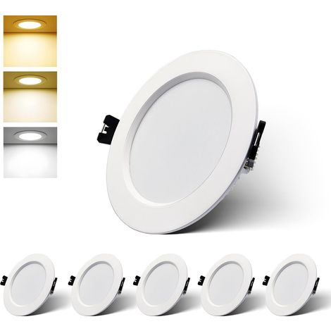 Spot led encastrable 230V 7W, Spots de plafond RGB avec télécommande IR WW CW RGBW lumière encastrable plafonnier LED dimmable en aluminium plat salle de bain, 6 pièces