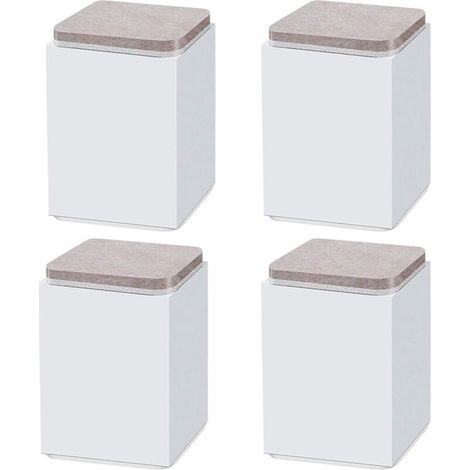 (Blanc 10 cm) 4 pieds de support de meuble, rehausseur autocollant en acier au carbone, carré 6 x 6 cm, pour canapé, lit, meuble TV, rehausseur de meuble, hauteur 5 cm/10 cm, noir/bla (1/3)