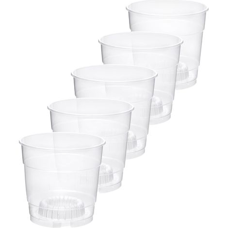 Garronda Pots Horticulture Ronds Transparents Pots pour Culture de Plants de Plantes et Fleurs GD-0024 (5 Pièces Transparent, ⌀ 12cm H 10,5cm)