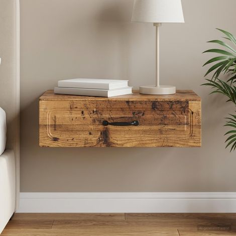 Table d'appoint murale avec tiroir en bois d'ingénierie bois ancien 59 x 34,5 x 17 cm, 10.02kg - PANGIVO (1/5)
