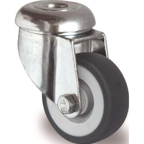 TECWERK Lenkrolle D.50mm Trgf.50kg m.Rückenloch Gleitlager Gum.grau TECWERK