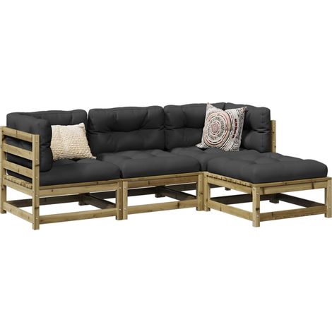 4-tlg. Garten-Sofagarnitur mit Kissen Kiefernholz Imprägniert vidaXL705672 (1/5)
