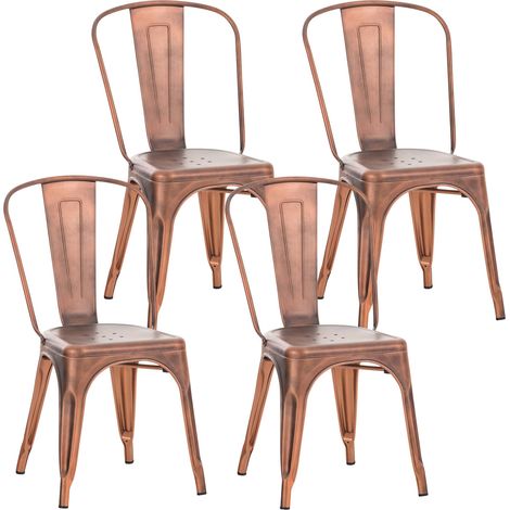 CLP – Set de 4 chaises empilables en métal – Design industriel moderne – Hauteur d'assise 44 cm – Capacité de charge 200 kg (1/7)