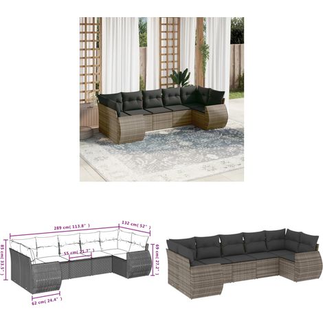 Salon de jardin avec coussins 7 pcs gris résine tressée - Ensemble Salon De Jardin - Mobilier De Jardin - Canapé Extérieur - Fauteuil De Jardin - Table Basse Extérieure - Home & Living (1/3)