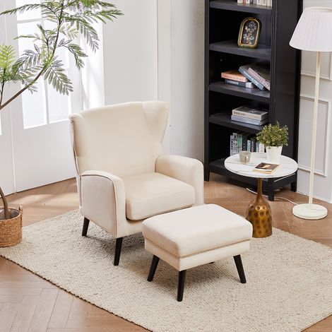 Upholstered Leisure Chair with Footstool (1/2)