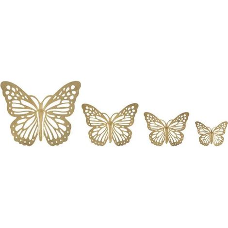 Decoraciones de pared mauro ferretti metal dorado mariposas 4 piezas