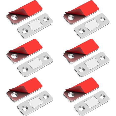 CCYKXA Magnetischer Tür-Schrank-Magnetverschluss, 6 Stück, ultradünne Magnetverschlüsse aus Metall, zum Aufkleben, Magnetverschluss, starker Magnet für Schiebetüren, Schubladen, Fenster, Schränke (6 S