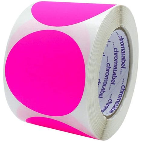 Étiquette ronde de 2 pouces, rose fluorescent, autocollants à points de code de couleur permanents, 500 étiquettes par rouleau (1/5)
