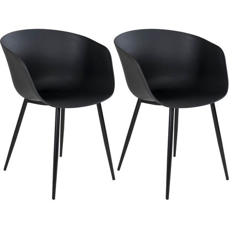 MONTANA - Lot de 2 Chaises PolyPropylène Noir et Pieds Acier (1/5)