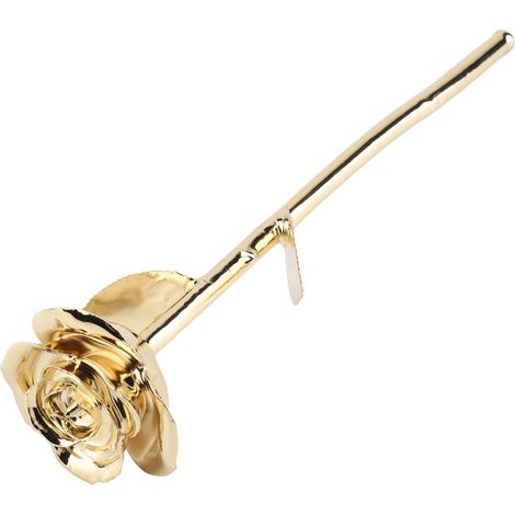 Rose plaquée or 24K sur socle - Idée cadeau Saint-Valentin pour elle, décoration romantique anniversaire (1/5)