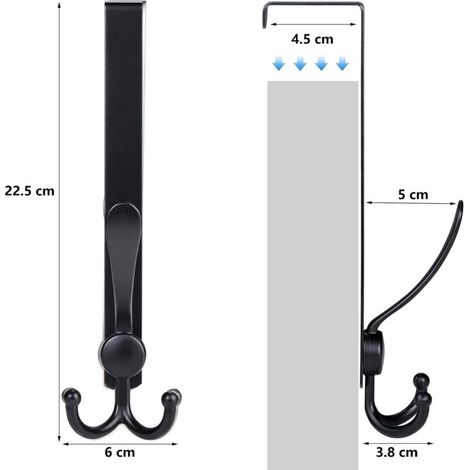 Jusch – Porte-manteau pour porte sans perçage – 2 crochets en acier inoxydable – Largeur 4.5 cm – Capacité 15 kg – Pour salle de bains et cuisine (1/4)