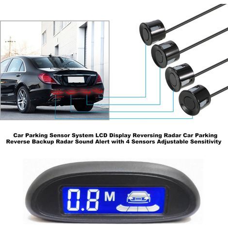 Reversing radar system for car parking, with 4 sensors, LCD digital display, reversing (1/5)