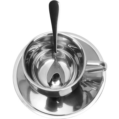 180-ml-Thermosbecher-Set, doppelwandige Becher aus Edelstahl 304, Teetasse mit Untertasse und Löffel (1/5)