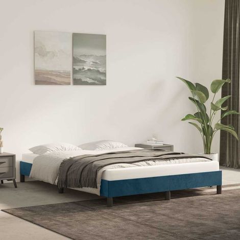 Estructura de cama sin colchón terciopelo azul oscuro 140x200cm (1/5)