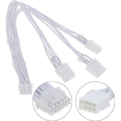 Câble adaptateur d'alimentation pour carte graphique : connecteur mâle 16 broches vers connecteur femelle 3 x 8 broches. (1/4)