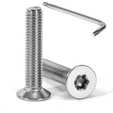 Vis à Tête Fraisée Torx M8 x 40 mm Vis à Six Pans Creux en Acier Inoxydable A2 V2A à Tête Fraisée Métaux avec Clé T40 Filetage Complet 20 Pièces (1/5)