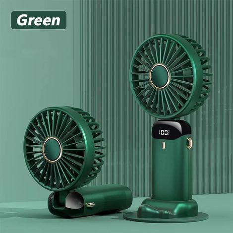Ventilateur portable (vert), mini ventilateur électrique pliable multifonctionnel à double tête avec tour de cou (1/5)