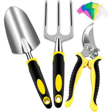 CYRILL – Outils de Jardinage,3 Pièces Kit Outils Jardinage Adulte en Aluminium Antirouille,Outils de Jardin avec Sécateur,Fourchette,Transplanteur (1/5)