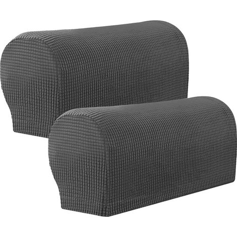 Lot de 4 housses d'accoudoirs élastiques pour canapé, antidérapantes, convenant aux chaises et pouvant servir de housses de protection pour les meubles (gris foncé) (1/5)