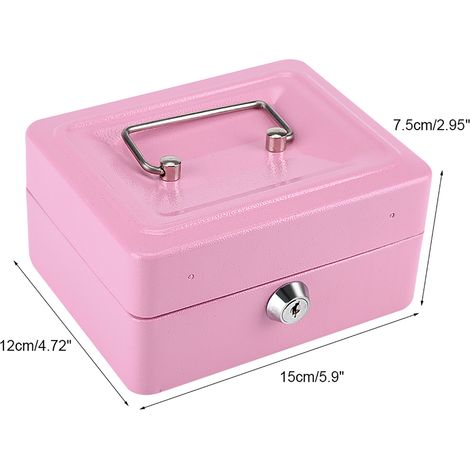 1 Pièce Mini Coffre-Fort Portable en Acier pour Argent Pièces Sécurité Maison Rose (1/5)