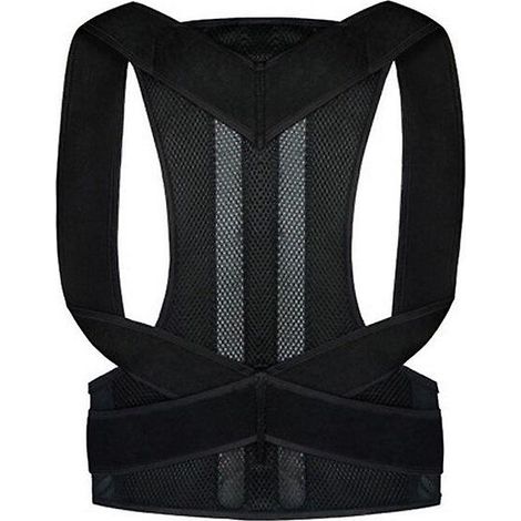 Correcteur de posture pour hommes et femmes, ceinture de soutien ajustable, empêche de se tenir voûté, ceinture d'épaules - noir (XXXL) (1/5)