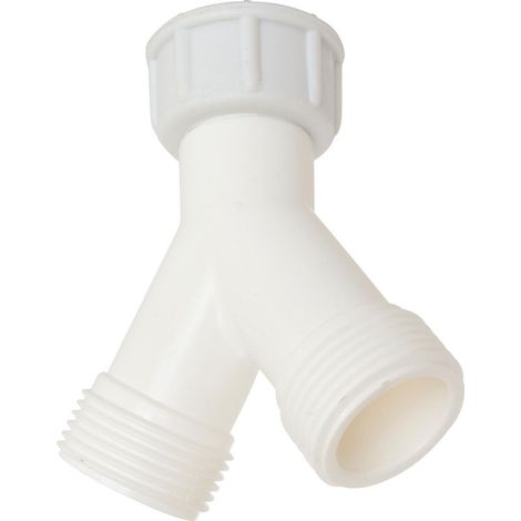 Y-fitting for washing machine supply hose - 20/27 swivel nut inlet - 20/27 double male outlets - Connect 2 machines at the same time (1/5)