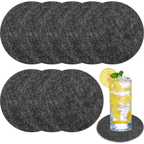 Grands Dessous de Verre en Feutre 15 cm Diamètre 4 mm Épaisseur Felt Coaster Ronds Anti-Slip Résistant à La Chaleur Anthracite Dessous de Vase pour Casseroles Verres Vases Bols (1/5)