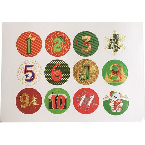 Adventskalender-Aufkleber mit Zahlen, Aufkleber zum Verschließen von Weihnachtssüßigkeiten, DIY-Geschenkverpackungsetiketten (1/3)