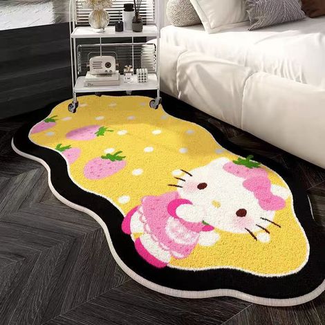 Tapis imitation cachemire pour chambre de fille, décoration au pied du lit, confortable - 50x80cm [imitation cachemire, dessous en plastique]